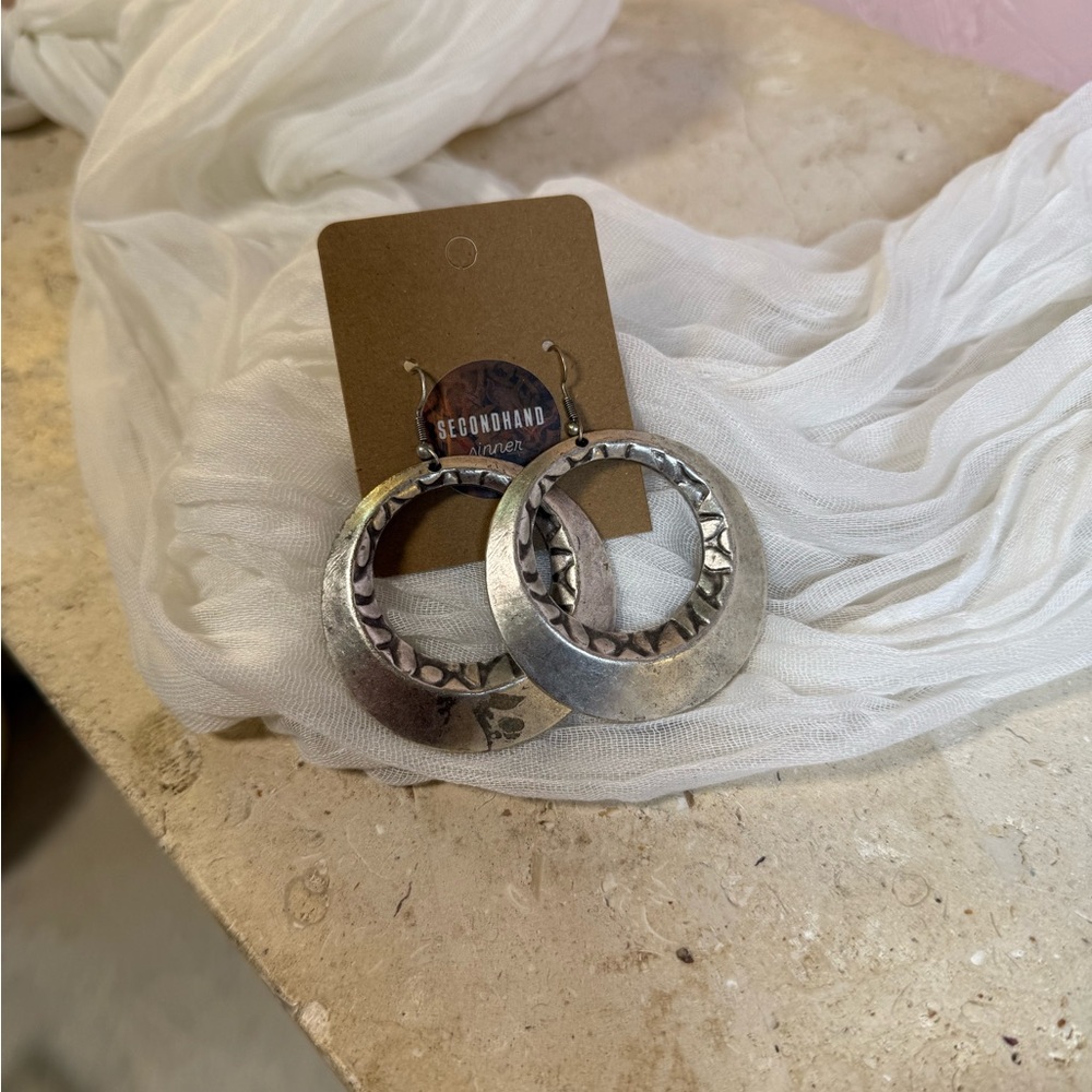 Chunky Silver Hoop Earrings 90s Minimalist Statement